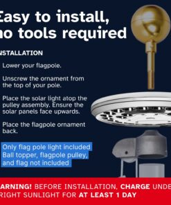 Deluxe Flag Pole Light Solar Powered - 1300 Lumen Solar Light for Flagpole - Light Up American Flag Outdoor with Solar Flag Pole Light from Dusk to Dawn for 12+ Hours - 100% Coverage Silver Flag Light Deluxe Silver 25 71NmYi3kUJL