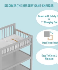 Dream On Me Hygge Changing Table in Pebble Grey Oak, Greenguard Gold & JPMA Certified, Comes with Safety Belts & 1” Changing Pad, Easy to Clean, Safe Wooden Furniture 13 71NnEZ85QML