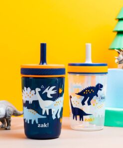 Zak Designs Kelso Toddler Cups For Travel or At Home, 15oz 2-Pack Durable Plastic Sippy Cups With Leak-Proof Design is Perfect For Kids (DinoRoar, Zaksaurus) DinoRoar & Zaksaurus 19 71NnZbhKoL