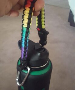 WaterFit Paracord Handle - Paracord Carrier Survival Strap Cord with Safety Ring and Carabiner Compatible with Hydro Flask Wide Mouth Water Bottles 12oz - 64 oz Rainbow/Compass 26 71Nnb8uAM8L