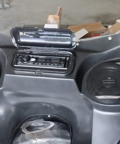 Pyle Water Resistant Marine Stereo Cover - Smoke Colored Heavy Duty Boat Radio Protector Shield with Flip-up Door & Spring Loaded Release - Mounting Gasket Included - Pyle PLMRCB1 Black Standard Packaging 24 71Nnt0luCRL 1