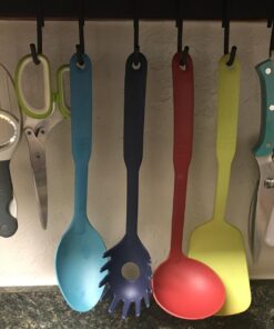 Wallniture Gourmet Kitchen Rail with 10 Hooks, Wall Mounted Wrought Iron Hanging Utensil Holder Rack with Black 17 Inch 34 71Np6M0fx1L