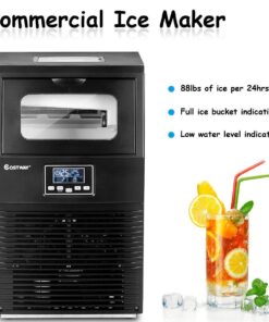 COSTWAY Commercial Ice Machine, 88LBS/24H Automatic Portable Freestanding Ice Cube Maker with Scoop, Auto-Clean Ice Machine for Supermarkets Cafes Bakeries Bars Restaurants Black 17 71NqgjxWmAL