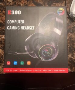 CHAFON E300 Gaming Headset with Noise Cancelling Microphone, Surround Sound Headphones for PS4 PC Xbox One PS5 Controller, Dynamic RGB Wired Headsets for Computer Laptop Mac Nintendo NES Games 42 71NqmHaxJEL