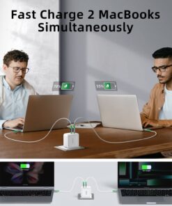 100W USB C Charger Block, MOKiN GaN III 2-Port Type C Wall Charger Foldable Power Adapter, USB C Power Adapter, for MacBook Pro/Air, iPhone 14 Pro Max, iPad, Google Pixelbook, and More White 32 71NrICuttnL