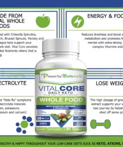 Power By Naturals Vital Core Daily Keto Vitamins - Whole-Food Keto Multivitamin for Women & Men | Supports Energy, Tiredness, and Keto Flu | with Digestive Enzyme & Probiotics | 90 Tablets 11 71NsZa4X4pL