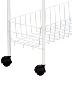 Household Essentials 05121 Slim Line 3-Tier Metal Storage Cart | Laundry Room Rolling Organizer | White 7" White - Basic 24 71NsnyNm 1L