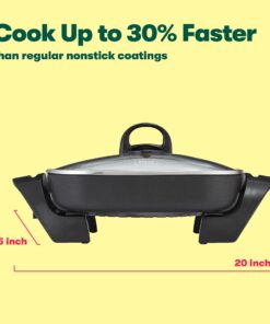 BELLA Electric Skillet and Frying Pan with Glass Lid, Nonstick Coating, Cool Touch Handles, Removable Heating Probe, Dishwasher Safe, 12 x 12 inch, Copper 27 71NuMw40yXL