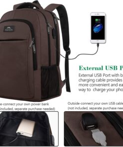 Alternative view of 15.6 in Laptop Backpack, School Backpack with USB for Men Women and College Student, Durable Laptop Bag for Laptop Accessories Water Resistant Travel Backpack Functional Birthday Gifts for Her and Him 15.6 Inch Tawny Brown