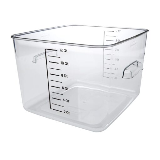 Rubbermaid Commercial Products, Plastic Space Saving Square Food Storage Container for Kitchen/Sous Vide/Food Prep, 12 Quart, Clear 12 Qt.