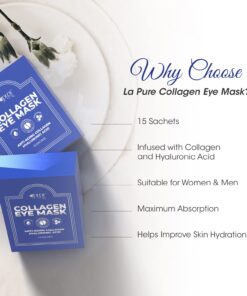 LA PURE Luxury Collagen Eye Mask - Under Eye Patches with Hyaluronic Acid, Dark Circles Under Eye Treatment, Under Eye Bags Treatment, Eye Mask for Puffy Eyes, Undereye Dark Circles Pads (15 Pairs) 15 Pair (Pack of 1) Silver 23 71NwpuFufOL