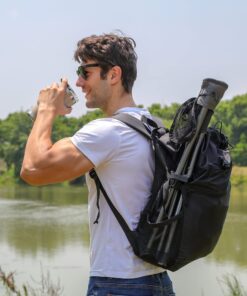 PORTAL Tall Folding Tripod Stool for Outdoor Camping Walking Hunting Hiking Fishing Travel, Support 225 lbs Black Standard Pack 14 71NxEOfynL