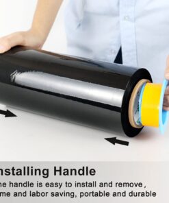 BOMEI PACK Black Stretch Wrap Industrial Strength with Plastic Handle 12" x 1000 Feet 80 Gauge 3-Pack, Black Shrink Wrap, Self-Adhering Black Plastic Wrap for Shipping, Moving 14 71NxJGFsXIL