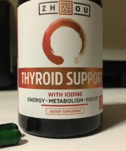 Zhou Thyroid Support Complex with Iodine Supplement, Increase Energy, Fight Brain Fog with Vitamin B12, Iodine, Magnesium, Zinc, Selenium, No Soy, Gluten-Free, 30 Servings, 60 Caps 39 71Nxu3fPZML