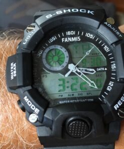 FANMIS Mens Analog Digital Dual Display Sports Watches Military Multifunctional 50M Waterproof LED Watch with Alarm Stopwatch Backlight 12H/24H Outdoor Running Swimming Black 51 71Ny9ypPGL