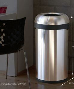 simplehuman 60 Liter / 16 Gallon Bullet Open Top Trash Can, Commercial Grade Heavy Gauge, Brushed Stainless Steel 60 Liter Round 13 71NyT89zetL