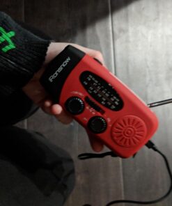 iRonsnow Solar Emergency Hand Crank Weather Radio, Portable Self Powered NOAA AM/FM Radios with SOS Alarm LED Flashlight 2000mAh Power Bank Smart Phone USB Charger for Camping (Red) 47 71NzqdbZrrL