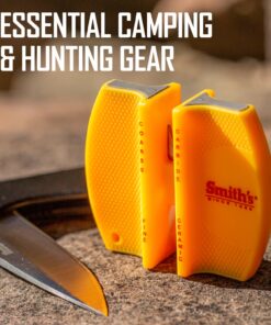 Smith's CCKS 2-Step Knife Sharpener - Yellow - 2-Step Preset Coarse & Fine Slots - Outdoor Handheld Knife Sharpener - Fishing, Hunting, Fillet, Pocket Knives - Compact Plastic Portable Keychain Tool 23 71O HVJIc8L