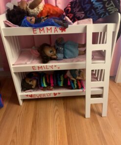 Badger Basket Toy Doll Triple Doll Bunk Bed with Ladder, Bedding, and Personalization Kit for 20 inch Dolls - Pink Gingham 37 71O WrfyKL