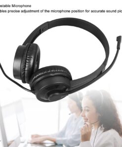USB Headset with Microphone, Hands Free Call Center Binaural Headphone with Noise Cancelling & Audio Controls, Stereo Computer Headphone for Business Call Center Office 11 71O03Mdns5L