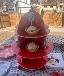 Fun Express Fire Hydrant Cupcake/Dessert Holder (3 Tiers) | Fire Truck | Fireman | Fire Fighter | Themed Birthday Party Supplies & Decor | Fire Department Event 35 71O0Sy68HgL