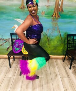 MARDI GRAS FURRY LEG COVERS Standard Size Purple / Yellow / Green 21 71O0XUc4Y7L