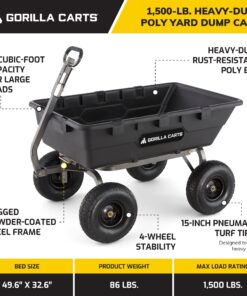 Alternative view of Gorilla Carts Heavy Duty Poly Yard Dump Cart Garden Wagon, Utility Wagon with Easy to Assemble Steel Frame, 1500 Pound Capacity, and 15 Inch Tires