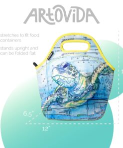 Artovida Artists Collective Insulated Neoprene Lunch Bag, Washable Soft Lunch Tote for Work and Picnic - Design By Carly Mejeur (USA) Loggerhead Sea Turtle -Classic Carly Mejeur Sea Turtle 12 71O1Wtn6NgL