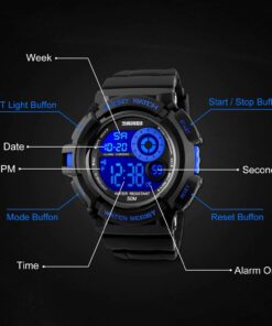 Aposon Mens Digital Sports Watch, Military Army Electronic Watches Running 50M 5 ATM Waterproof Sports LED 7 Colour Wristwatch Water Resistant with Stopwatch blue 26 71O1gkt5cjL