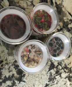 ZENS Glass Canister Set, Small Airtight Kitchen Storage Jars with Glass Lids, Clear 4 Pack 10oz Empty Food Container for Spices with Lables and Stickers. 01-10oz*4 39 71O2fOeDehL