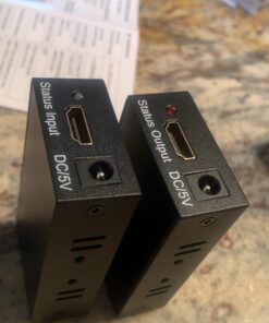 HDMI Extender, 1080P HDMI Transmitter and Receiver Up to 60 Meters(196ft), HDMI Ethernet Sender Repeater Over Singal RJ45 Cat5e/Cat6/Cat7 Ethernet LAN Cable, HDMI to RJ45 and RJ45 to HDMI Transmitter 43 71O307nB3vL