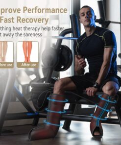 FIT KING Leg Massager with Heat - Upgraded Leg Compression Massager for Circulation and Pain Relief, FSA HSA Approved Foot and Leg Massager Compression Boot for Edema, Relax Recover - Gift for Dad Mom Classis Black With Blue 1 Pair (2PCS) 35 71O3sbCWxWL