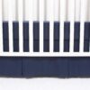 CaSaJa Classic Microfiber Crib Skirt with 2 Sides Pleated, Soft Breathable Dust Ruffle Fits Standard Crib and Toddler Bed, Navy Blue Color for Boys, 14 inches Drop, Navy