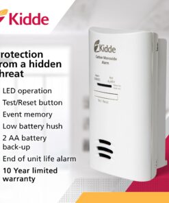 Kidde Carbon Monoxide Detector, Plug In Wall with AA Battery Backup, Test-Hush Button 22 71O4s5SBmNS