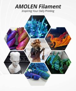 AMOLEN Silk PLA 3D Printer Filament, Dual Color Black Blue PLA 1.75mm, Shiny Color Change Filament 3D Printing PLA Filament for Most FDM 3D Printer, 1kg Spool(2.2lbs) 2 in 1 -Black Blue 13 71O58sqEulL