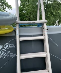 Confer Plastics 7200 Roll Guard 48" to 56" Adjustable A Frame Safety Ladder for Above Ground Outdoor Patio Swimming Pool Platform Ladder with Step Barrier, Warm Grey 58 71O5A6qNR2L