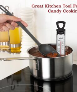 ThankMeet Stainless Steel Candy Thermometer with Clip & Hanging Ring Handle Jam/Jelly/Oil/Grease/Sugar/Syrup/Deep Frying Thermometer ClassicThermometer with Pot Clip Used for Cooking in Kitchen 12". stainless steel silver classic candy thermometer 11 71O5E8xVX7L