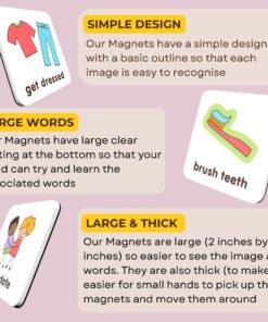 Magnetic Daily Visual Schedule for Kids at Home - Create Your Own Routine Chart for Kids & Toddlers (Morning and Bedtime) - Picture Board - Behavior Reward Chore - Autism ADHD (72 Magnets + Board) 72 Magnet Pack + Board 11 71O5PKL7l2L