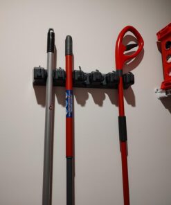 Berry Ave Broom Holder & Wall Mount Garden Tool Organizer - Home Laundry Room, Kitchen, Closet, Shed, Garage Organization and Storage Utility Rack - 5 Slots & 6 Hooks -Rake, Shovel, Mop Hanger (Black) 1 Pack Black 40 71O61p3YiL