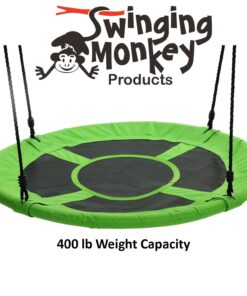 Swinging Monkey Products Giant 40" Saucer Tree Swing, 900D Oxford Fabric, Steel Frame, Simple Installation, Nest Swing (Green) 18 71O66 LBR5L