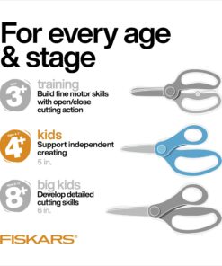 Fiskars 5" Left-Handed Softgrip Pointed-Tip Scissors for Kids 4-7 - Scissors for School or Crafting - Back to School Supplies - Blue Lightning 5 Inch Left Handed Blue Lightening 18 71O68kHxQTL