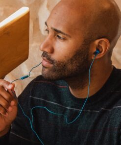 Panasonic ErgoFit Wired Earbuds, In-Ear Headphones with Microphone and Call Controller, Ergonomic Custom-Fit Earpieces (S/M/L), 3.5mm Jack for Phones and Laptops - RP-TCM125-A (Blue) Blue With Mic 23 71O6Ca3hZ7L