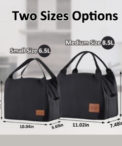 Alternative view of Aosbos Black Lunch Bag Women Insulated Lunch Box for Women Lunch Bags for Adult Lunchbox Lunch Tote Bento Box Cooler Bag for Work Office Picnic Loncheras Para Hombres Mujer Small