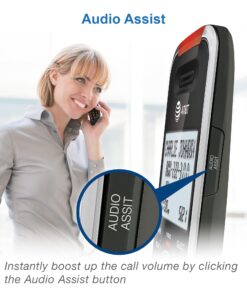 AT&T BL102-2 DECT 6.0 2-Handset Cordless Phone for Home with Answering Machine, Call Blocking, Caller ID Announcer, Audio Assist, Intercom, and Unsurpassed Range, Silver/Black 2 Handset 23 71O761UZXAL