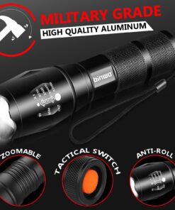 BINWO Flashlight 2pack 3000 Lumens, Tactical Flashlights Small Flashlight Powerful Waterproof Flashlights Pocket Flashlight Zoomable LED Flashlight with 5 Modes, Camping Accessories, Hiking Gear 2 Pcs 26 71O8TtA RvL