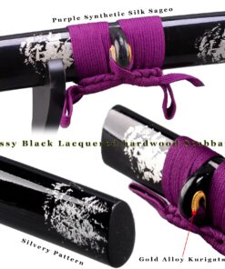 Handmade Japanese Samurai Katana Sword 41 inch 1095 High Carbon Steel/Damascus Folded Steel Full Tang Katana for Man Gift Cosplay Decoration Self Defense Black,Purple 18 71O90saqCZL