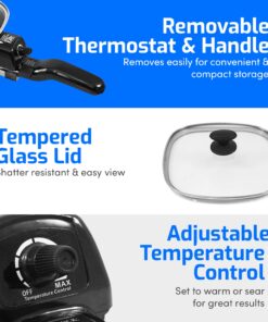 Elite Gourmet EFS-400 Personal Stir Fry Griddle Pan, Rapid Heat Up, 600 Watts Non-stick Electric Skillet with Tempered Glass Lid, Size 7" x 7" 25 71O9g2SQ5mL