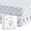 100% Organic Cotton Baby Crib Sheet (2 Pack) - Jersey Knit Soft Fitted Baby Sheet - Washable Crib Mattress Sheets for Baby Toddler Newborn Infant & Kids - Fits Standard Crib Toddler Mattresses 39 71O9geeIBuL