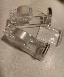 2-Piece Acrylic Tape Dispenser Desk Set - Durable, Stylish, and Versatile for Home, Office, or School - Fits Standard, Large, and Extra Large Tape Rolls - Desktop Convenience for Easy Organizing transparent 45 71O9i1vbwHL