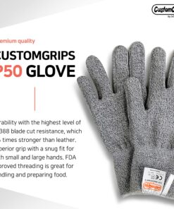 Alternative view of CustomGrips Food Grade Level 5 Protection, 1 Pair, Medium, Cut Resistant Safety Gloves, Great for Meat Cutting, Oyster Shucking, Fish Filleting, Chopping Vegetables & General Kitchen Work